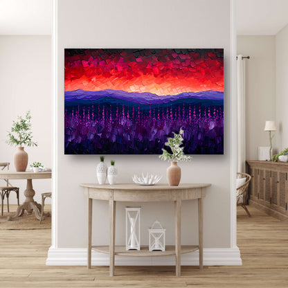 Kleurrijk abstract landschap met bloemen canvas