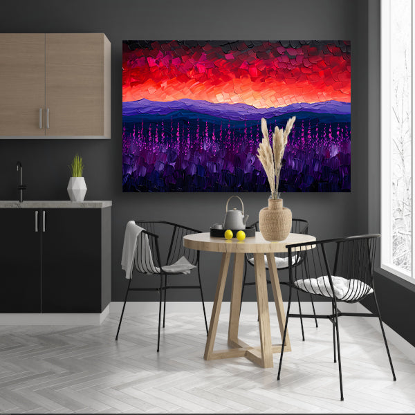 Kleurrijk abstract landschap met bloemen canvas