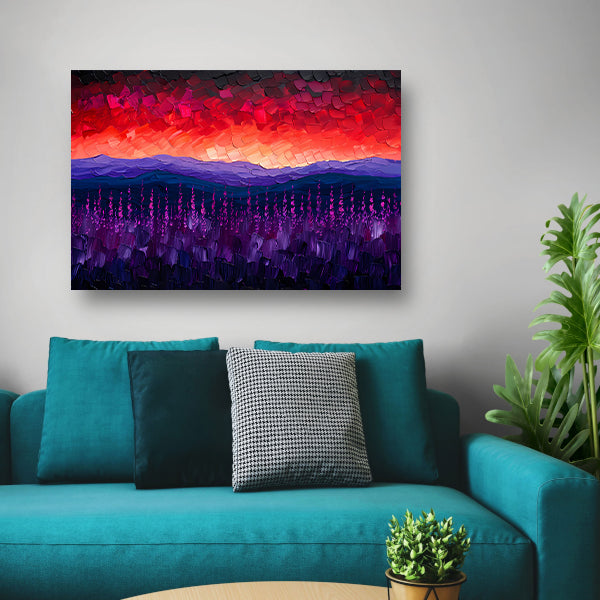 Kleurrijk abstract landschap met bloemen canvas