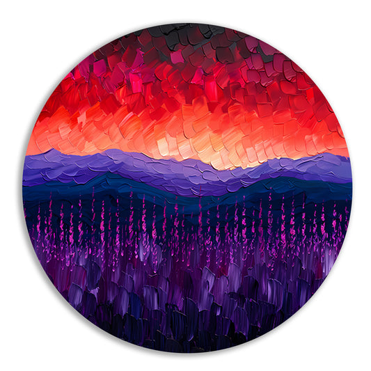 Kleurrijk abstract landschap met bloemen forex muurcirkel