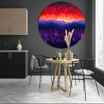 Kleurrijk abstract landschap met bloemen forex muurcirkel