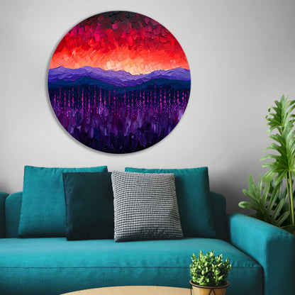 Kleurrijk abstract landschap met bloemen forex muurcirkel