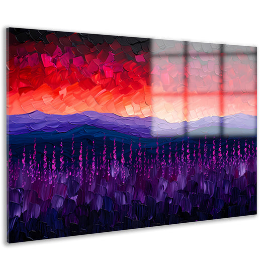 Kleurrijk abstract landschap met bloemen acrylglas