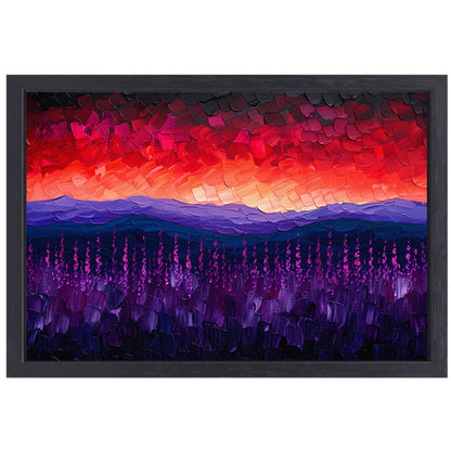 Kleurrijk abstract landschap met bloemen canvas met baklijst