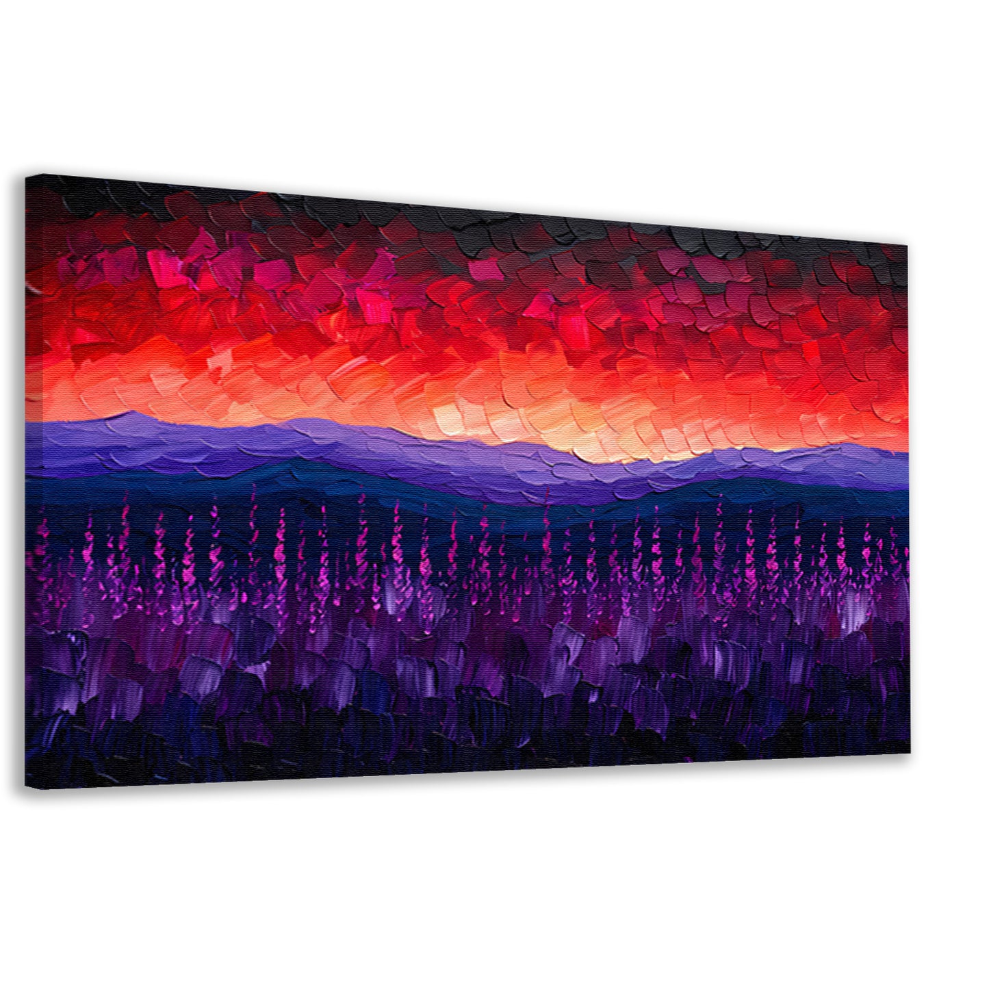 Kleurrijk abstract landschap met bloemen canvas