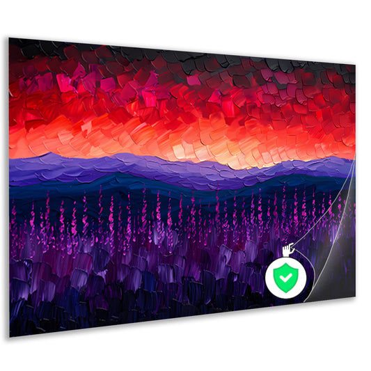 Kleurrijk abstract landschap met bloemen poster