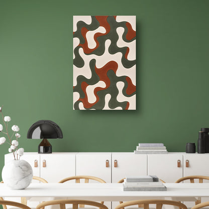 Abstract kunstwerk met groene, bruine en rode patronen acrylglas