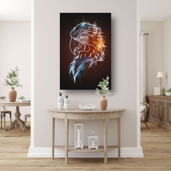 Dynamische Abstracte Adelaar in Blauw en Oranje acrylglas