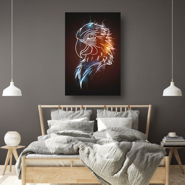 Dynamische Abstracte Adelaar in Blauw en Oranje canvas met baklijst
