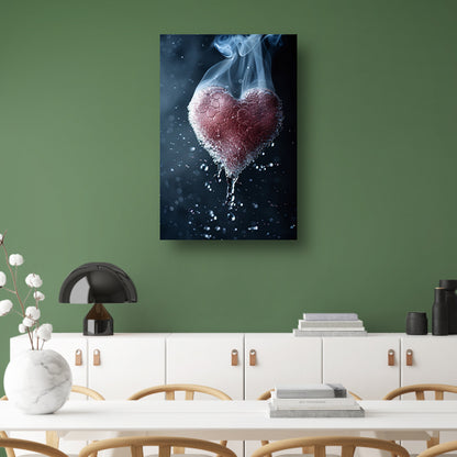Zwevend hart in water en rook canvas