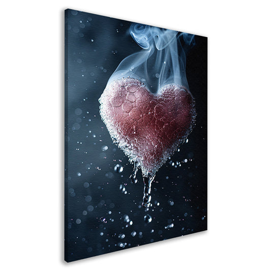 Zwevend hart in water en rook canvas