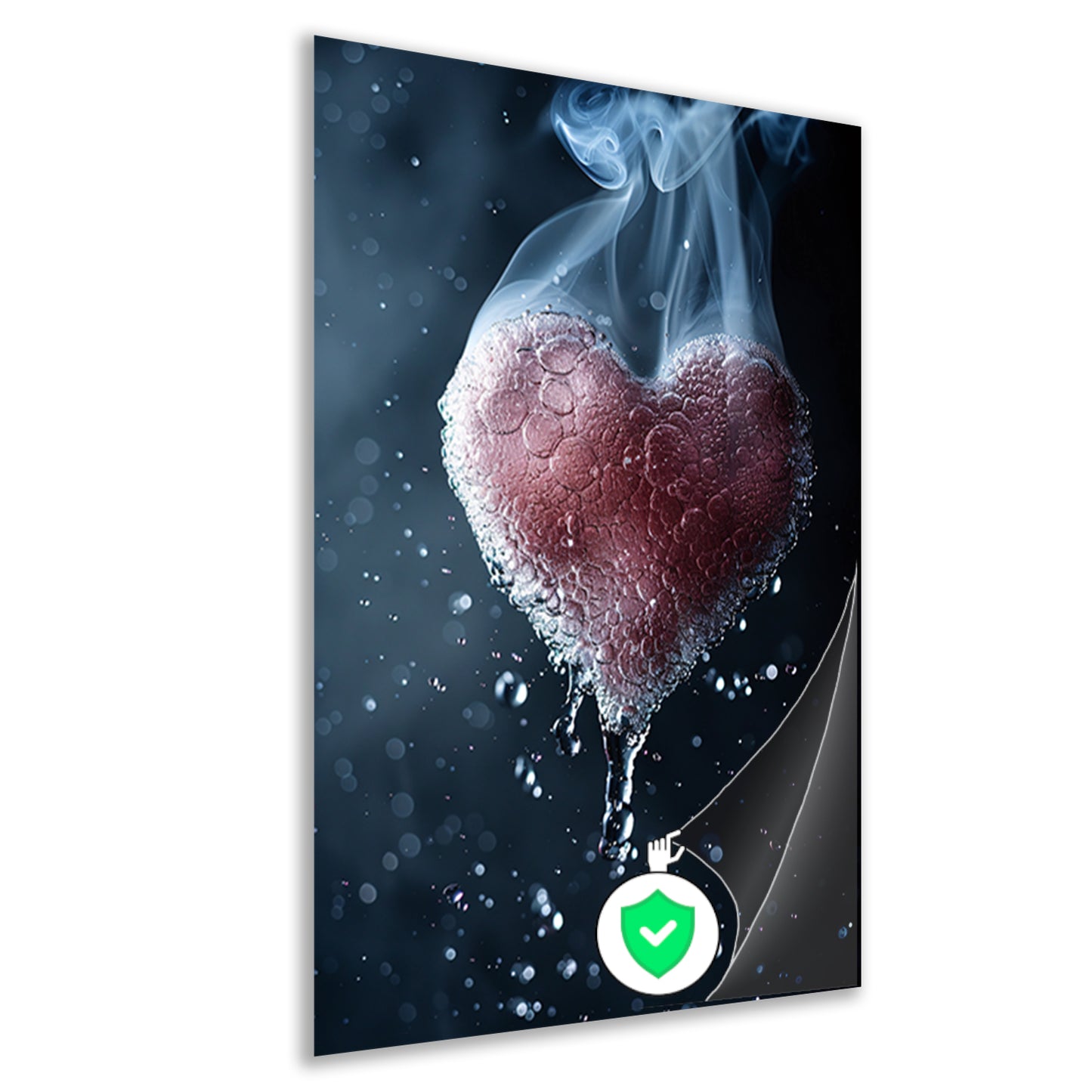 Zwevend hart in water en rook poster