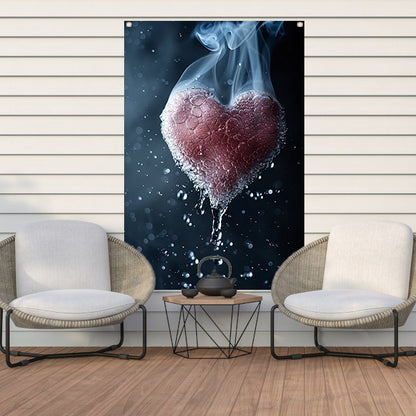 Zwevend hart in water en rook tuinposter