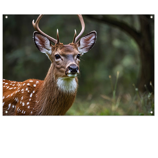 Majestueus hert in weelderig bos tuinposter