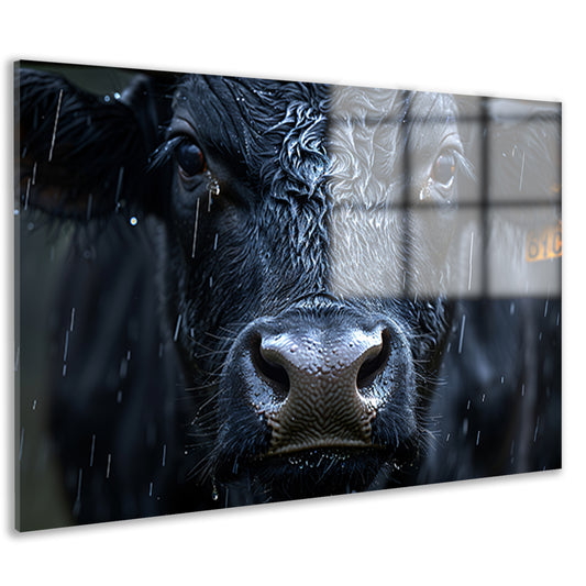 Koe in de regen op gedetailleerde wijze acrylglas