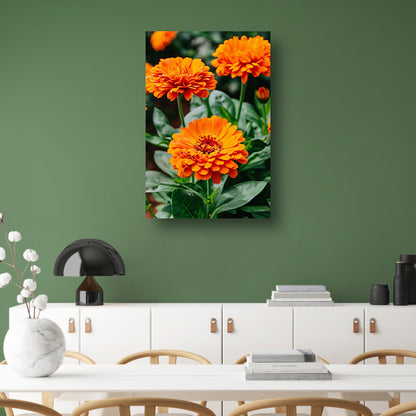 Oranje bloemen in bloei poster