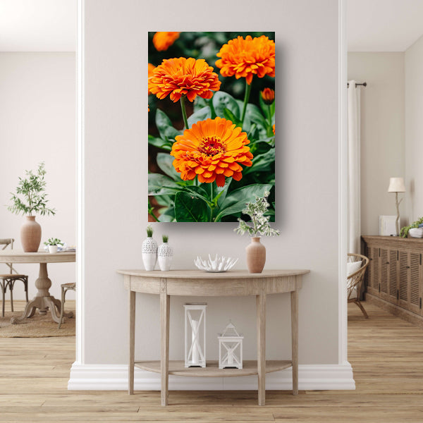 Oranje bloemen in bloei poster