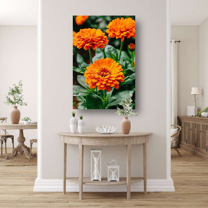 Oranje bloemen in bloei poster