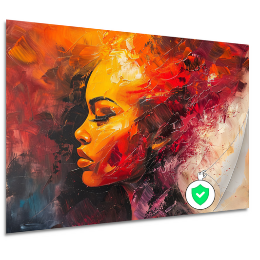 Expressieve abstracte vrouw in warme tinten poster