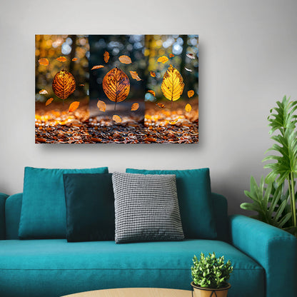 Herfstbladeren dansend in zacht licht canvas