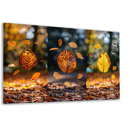 Herfstbladeren dansend in zacht licht canvas