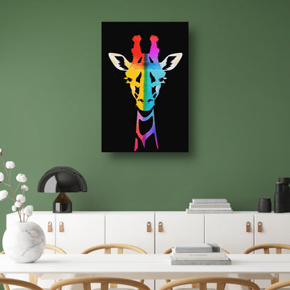 Abstracte kleurrijke giraffe in regenboogkleuren poster