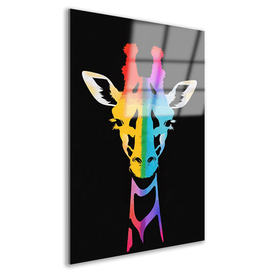 Abstracte kleurrijke giraffe in regenboogkleuren acrylglas