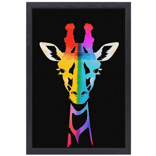 Abstracte kleurrijke giraffe in regenboogkleuren canvas met baklijst