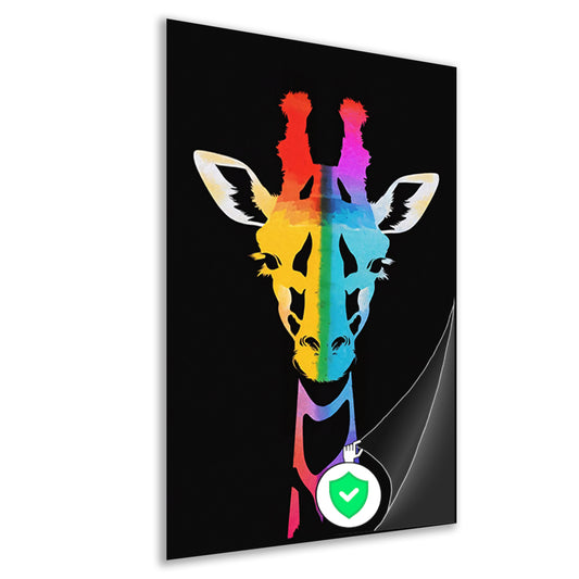Abstracte kleurrijke giraffe in regenboogkleuren poster
