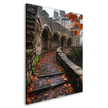 Herfstpad met Stenen Bogen en Bomen canvas