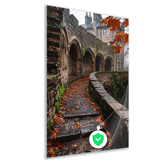 Herfstpad met Stenen Bogen en Bomen poster