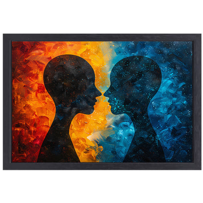 Kosmische Dialoog Tussen Aarde en Ruimte canvas met baklijst