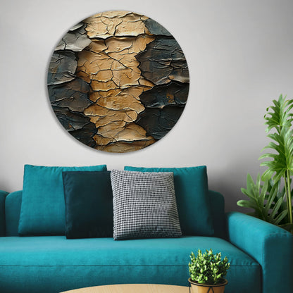 Abstract  met barsten en goudkleur aluminium muurcirkel