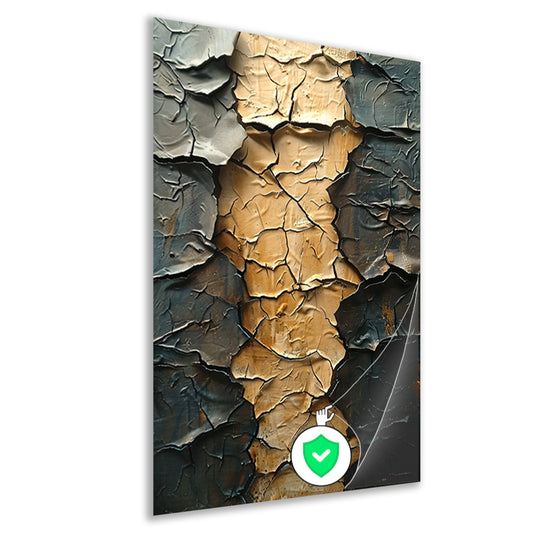 Abstract  met barsten en goudkleur poster