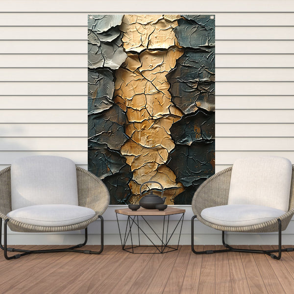 Abstract  met barsten en goudkleur tuinposter