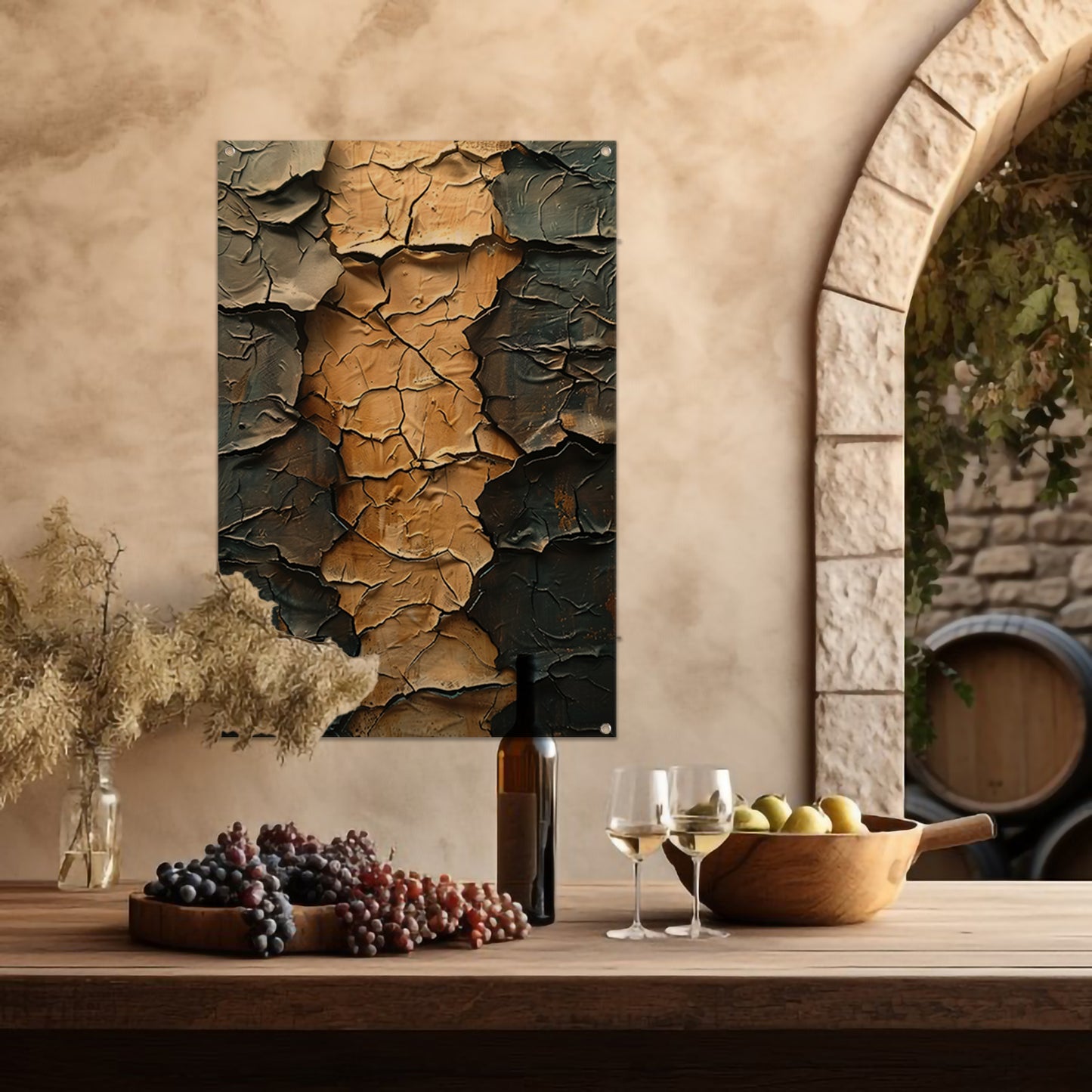 Abstract  met barsten en goudkleur tuinposter