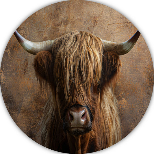 Schotse Hooglander Portret met Sepia Tinten forex muurcirkel
