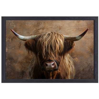 Schotse Hooglander Portret met Sepia Tinten canvas met baklijst