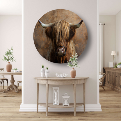 Schotse Hooglander Portret met Sepia Tinten forex muurcirkel