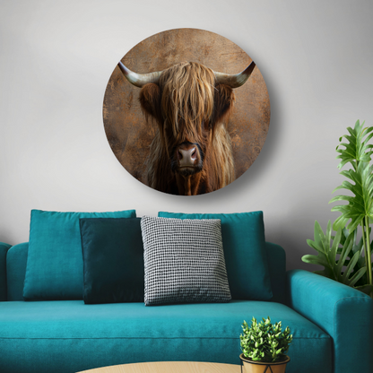 Schotse Hooglander Portret met Sepia Tinten forex muurcirkel