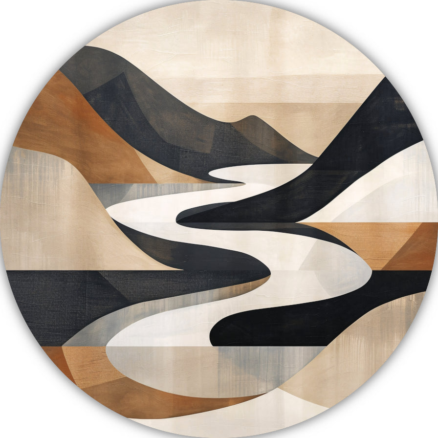 Stijlvolle Monochrome Geometrische Abstracte Rivier forex muurcirkel