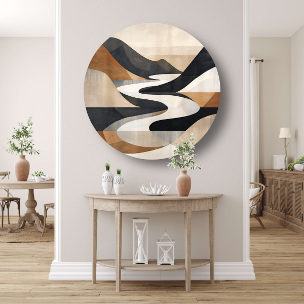 Stijlvolle Monochrome Geometrische Abstracte Rivier forex muurcirkel