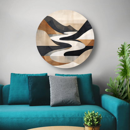 Stijlvolle Monochrome Geometrische Abstracte Rivier forex muurcirkel