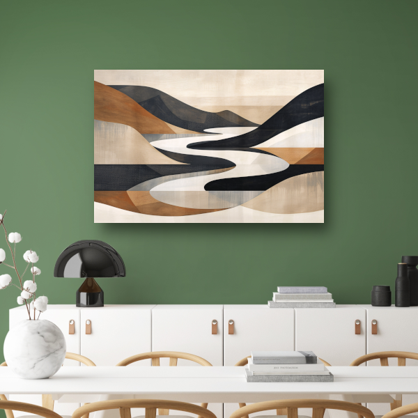 Stijlvolle Monochrome Geometrische Abstracte Rivier canvas