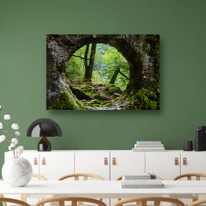 Natuurlijke Venster in Rotsformatie Bos canvas