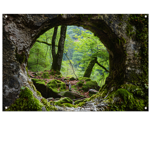 Natuurlijke Venster in Rotsformatie Bos tuinposter