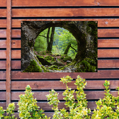 Natuurlijke Venster in Rotsformatie Bos tuinposter