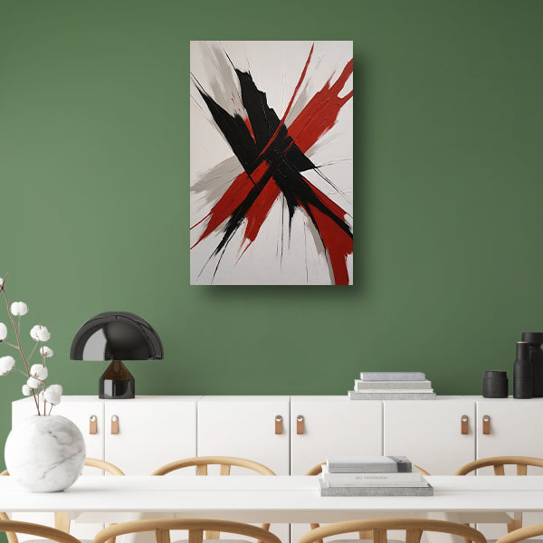 Abstracte Dynamiek in Zwart en Rood canvas