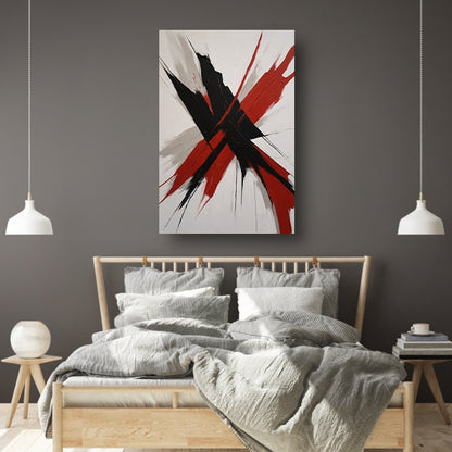 Abstracte Dynamiek in Zwart en Rood canvas