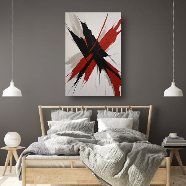 Abstracte Dynamiek in Zwart en Rood Acrylglas